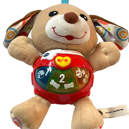 VTech Cuddle & Sing Puppy Plush Interactive Toy Attaches to Crib in GWC