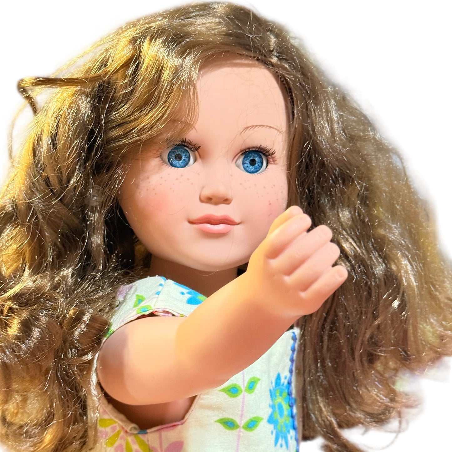 Beautiful Cititoy 18" Fashion Doll, Long Brown Curls, Blue Sleepy Eyes & A Dusting of Freckles