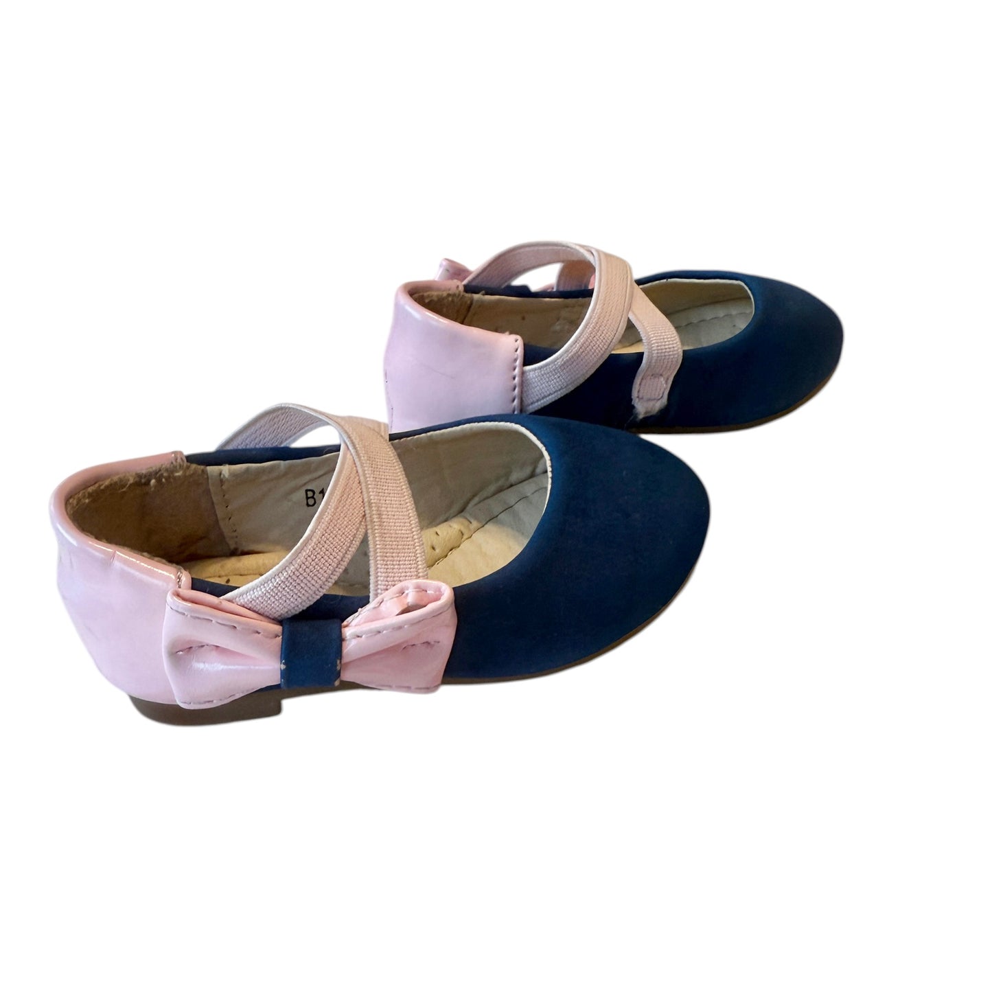 Twinkie Brand Navy & Pink Baby Shoes with Elasticised Opening Embellished with a Patent Bow