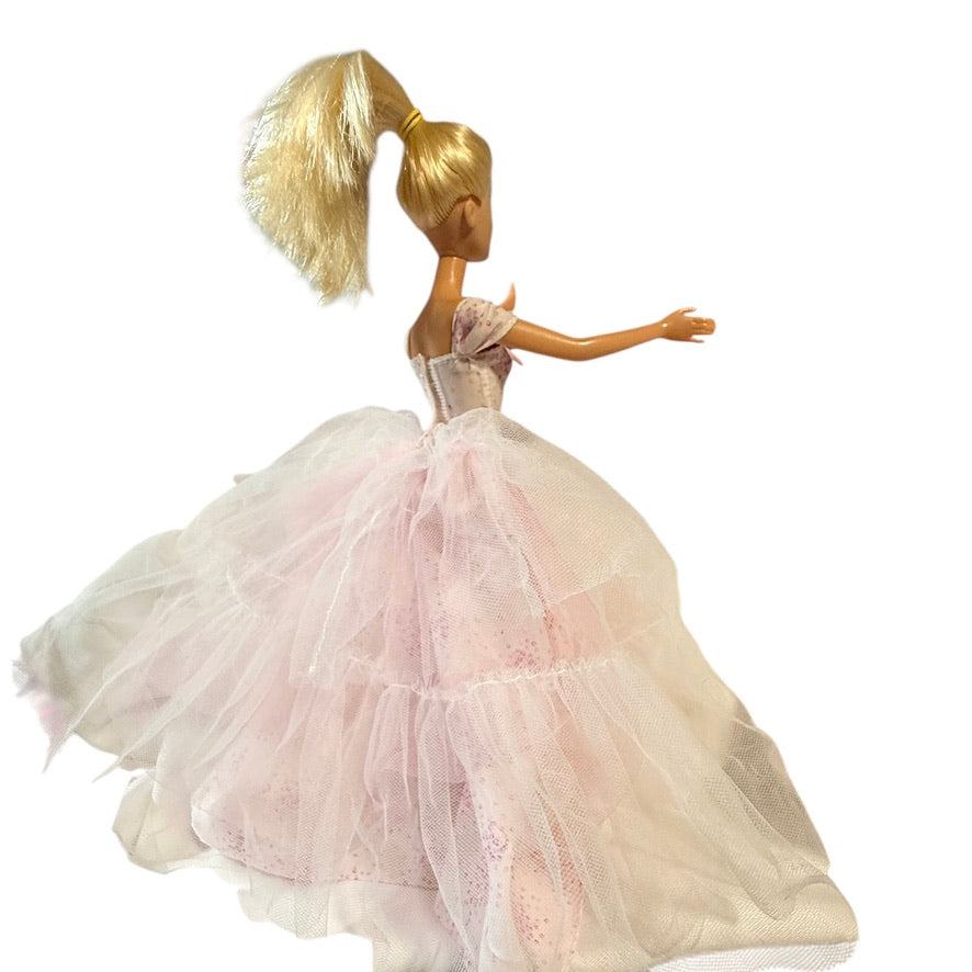 Barbie Birthday Wishes Doll 2016, Pink Satin Dress, Tulle Ruffle Overlay, Blond, Blue Eyes GUC