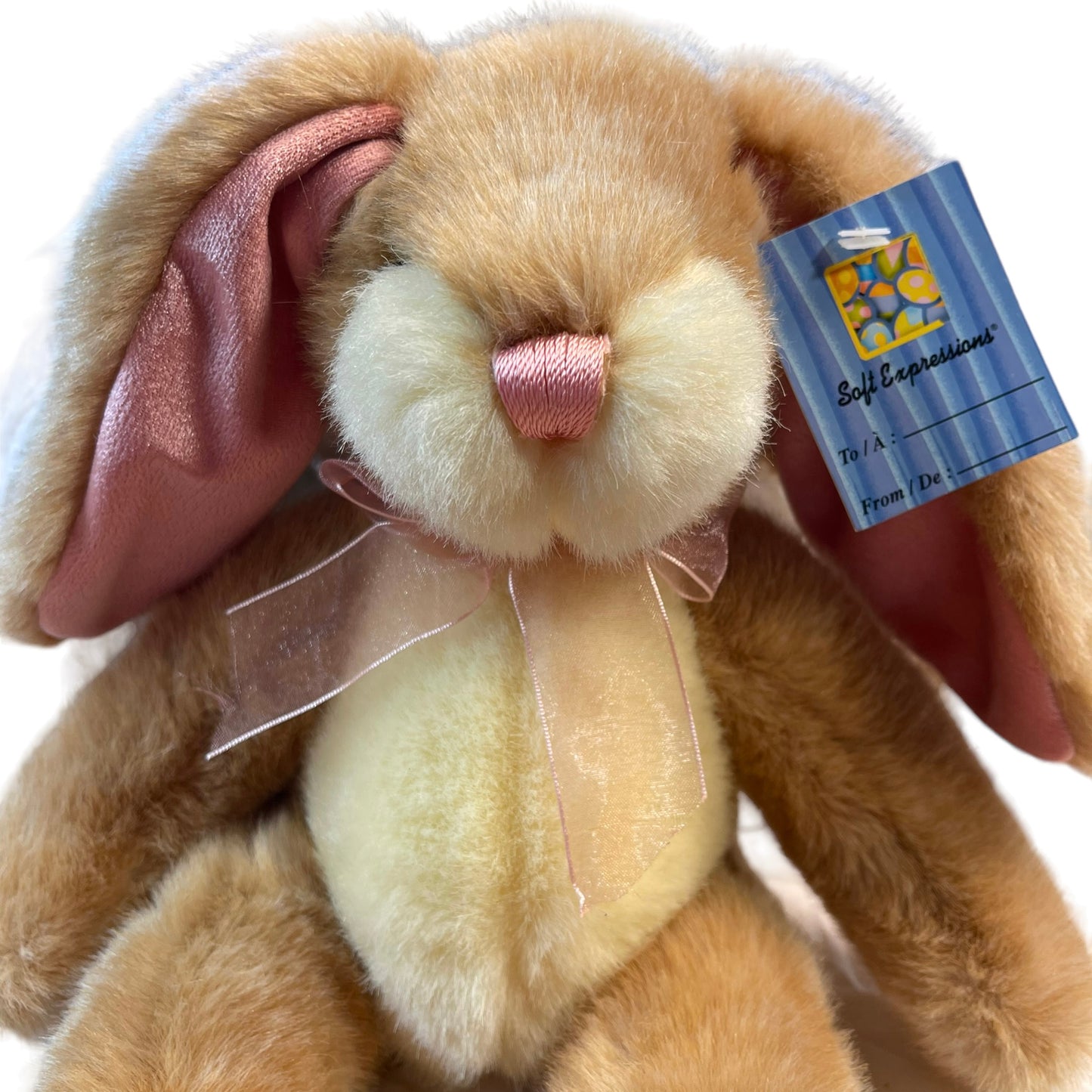 Dandee International Vintage Shopper's Drug Mart Lop Eared Bunny, Beige, Cream with Pink Accents
