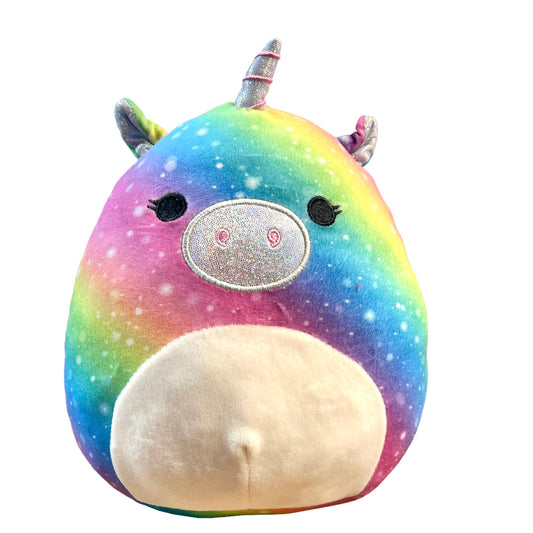 Kelly Toy 9" Sparkly Pastel Rainbow Unicorn Squishmallow Stuffed Toy with Small Repair