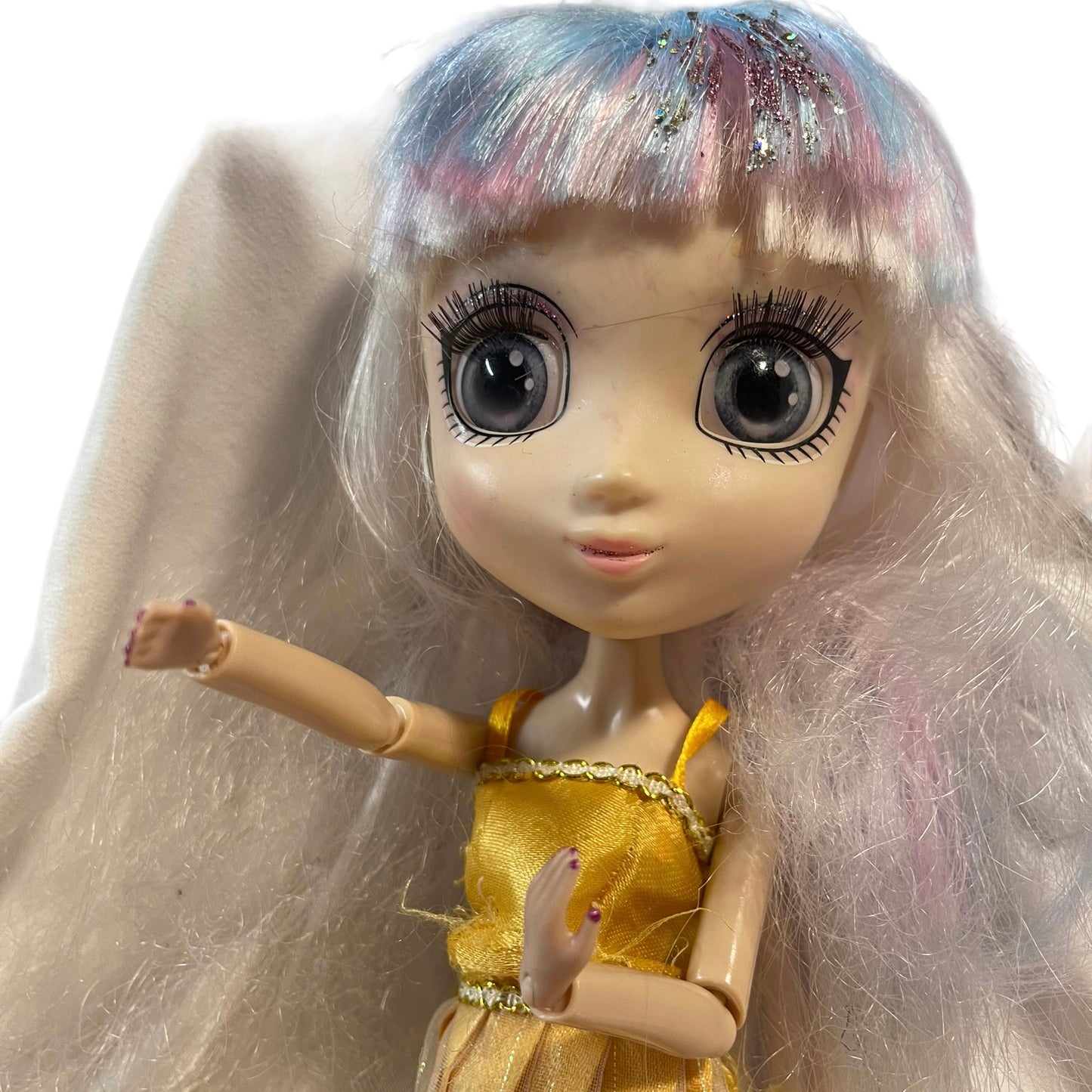 Shibauku Fully Articulated 13" Posable Fashion Doll with Blue & Pink Streaks in Platinum Hair
