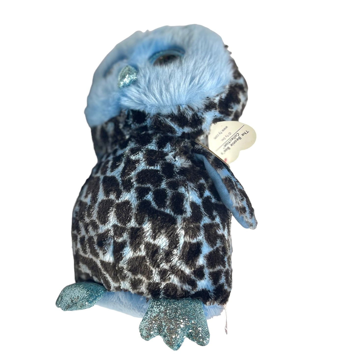 TY 9" Beanie Boo Blue Owl Yago Sparkle Eyes, Beak and Feet with Hang Tag