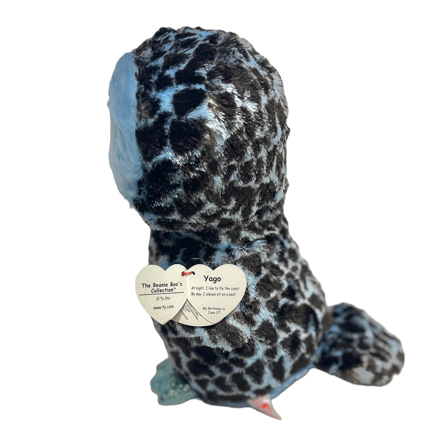 TY 9" Beanie Boo Blue Owl Yago Sparkle Eyes, Beak and Feet with Hang Tag