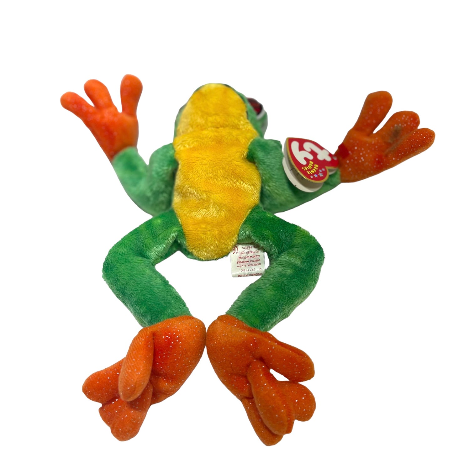 TY 'Panama', Tree Frog Beanie Baby, Amazing Googly Eyes & Sparkly Orange Hands & GUC with Tags!