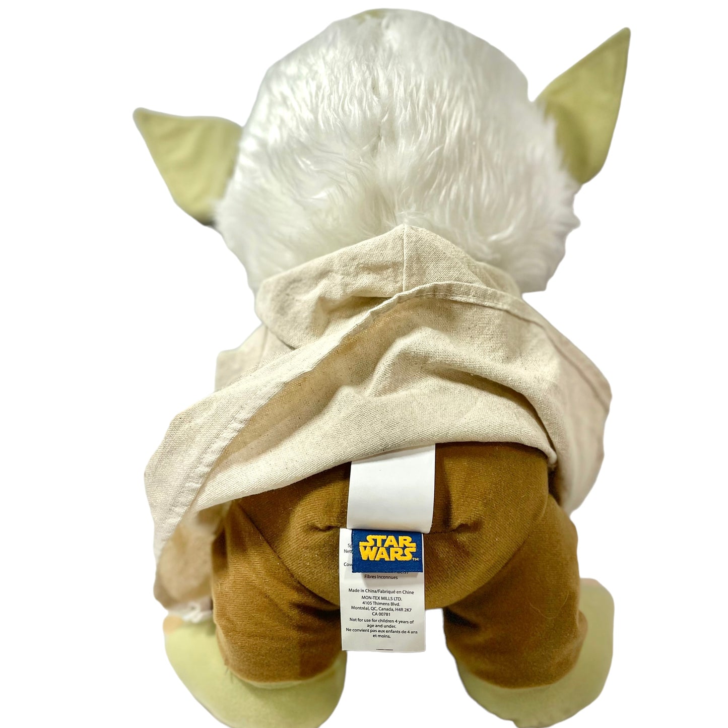18" Preowned Plush Yoda Disney Jedi Master Stuffed Animal Toy, White Hair, Embroidered Eyes
