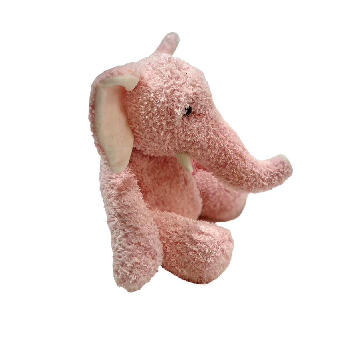 Pink Terry Cloth 9" Plush Elephant with Pretty Gauze Bow & White Ears & Tusks, So sweet!