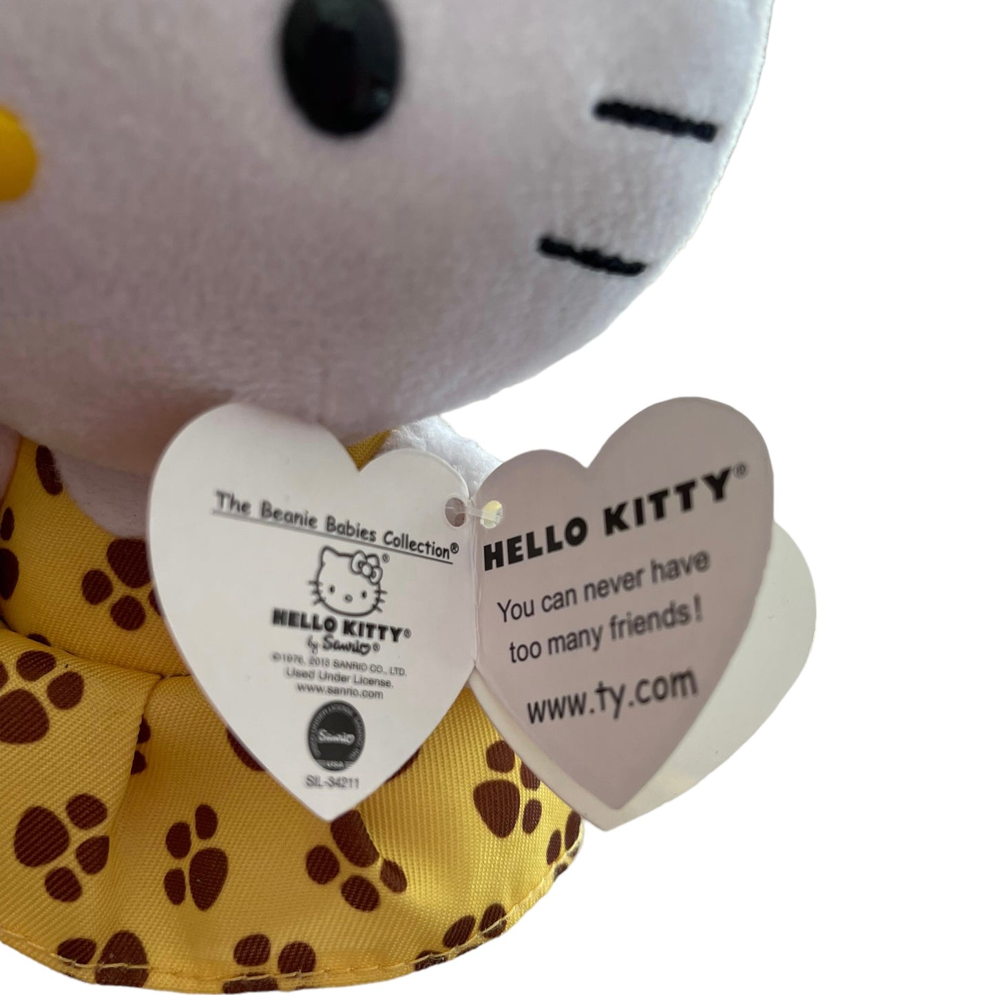 Hello Kitty Plush Stuffed Animal by Sanrio Preowned WT. Yellow Dress & Tiny Monkey!
