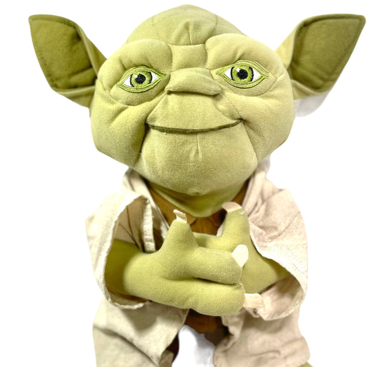 Disney Yoda Jedi Master Stuffed Toy, 18" Preowned Plush  White Hair, Embroidered Eyes