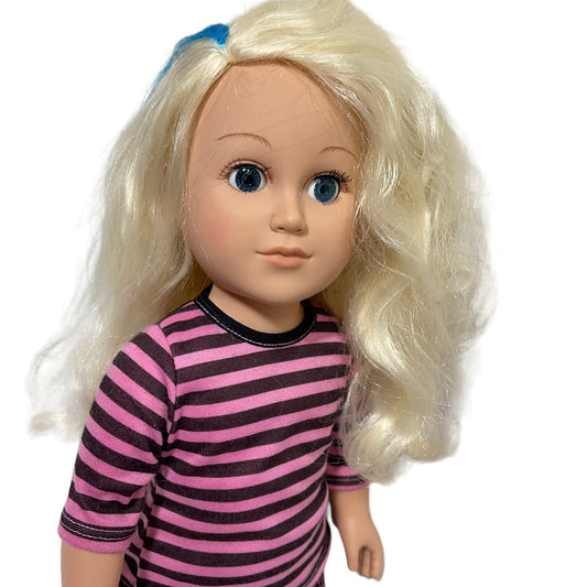 My Generation 18" Doll. Blue Eyed, Platinum Hair/ Blue Streak and Original Outfit EUC