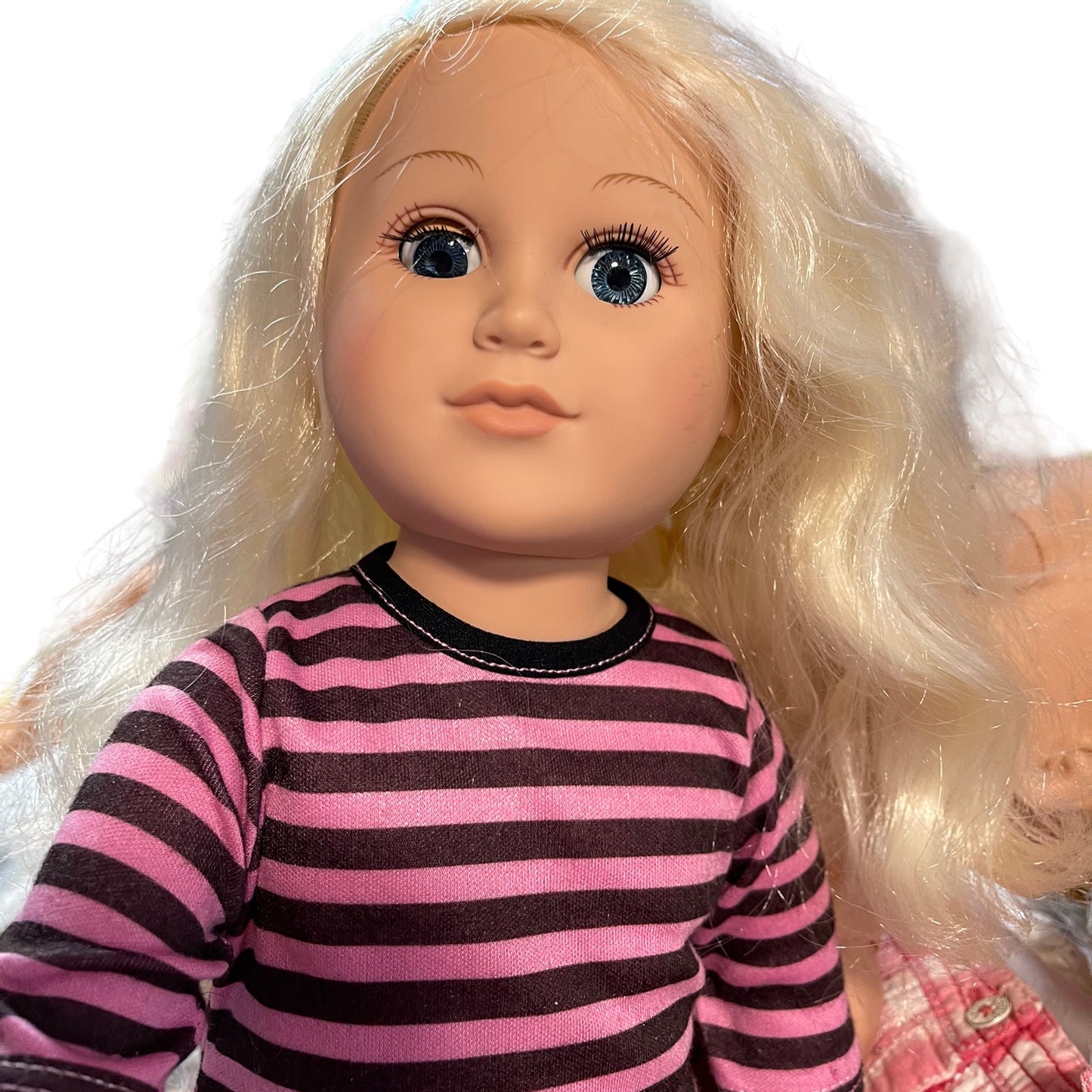 My Generation 18" Doll. Blue Eyed, Platinum Hair/ Blue Streak and Original Outfit EUC