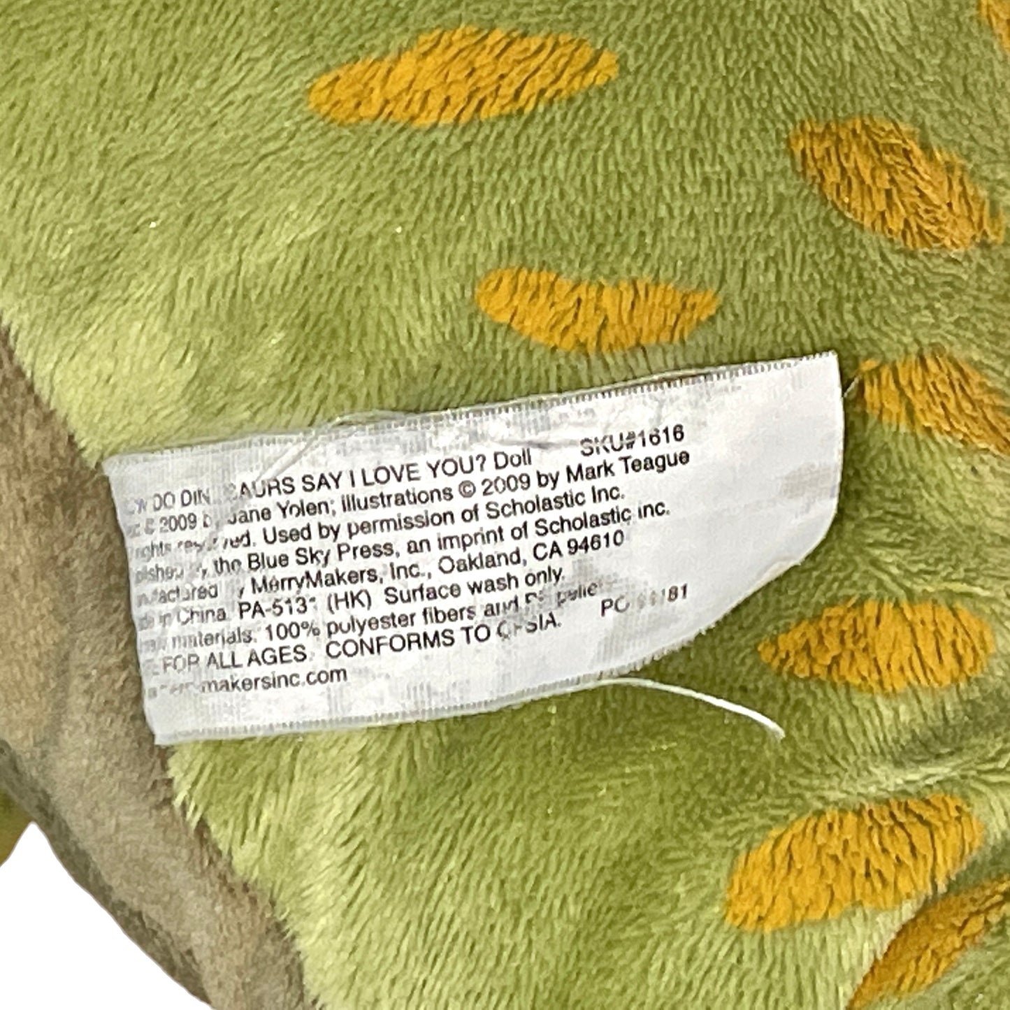Dinosaurs Say I Love You, Plush 11" Stuffed Mottled Green Dinosaur, Big Soft Claws!