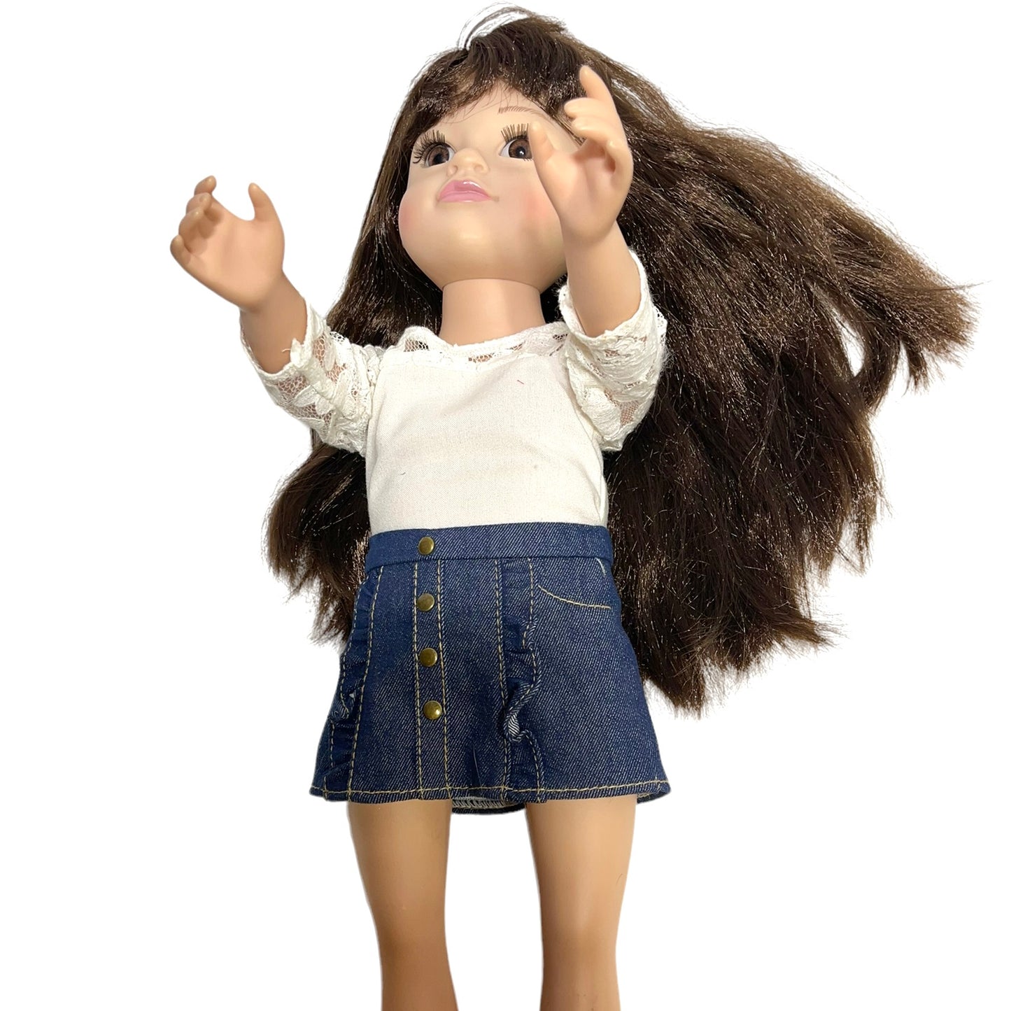 Journey Girl Doll, Brown Eyed Brunette in Lace &  Denim. Mark on Foot GUC