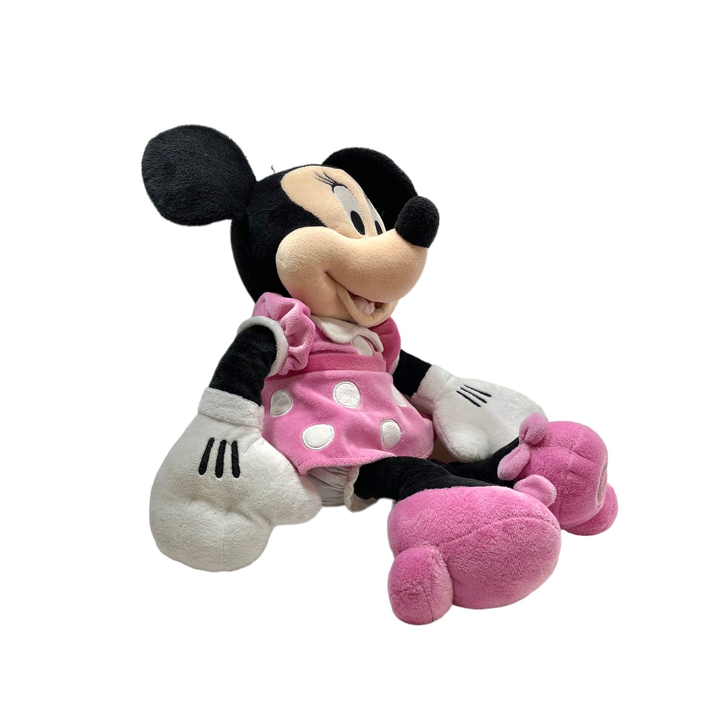 Classic Minnie Mouse Plush Doll 18" Preowned in Pink Polka DotDress & Pretty Shoes