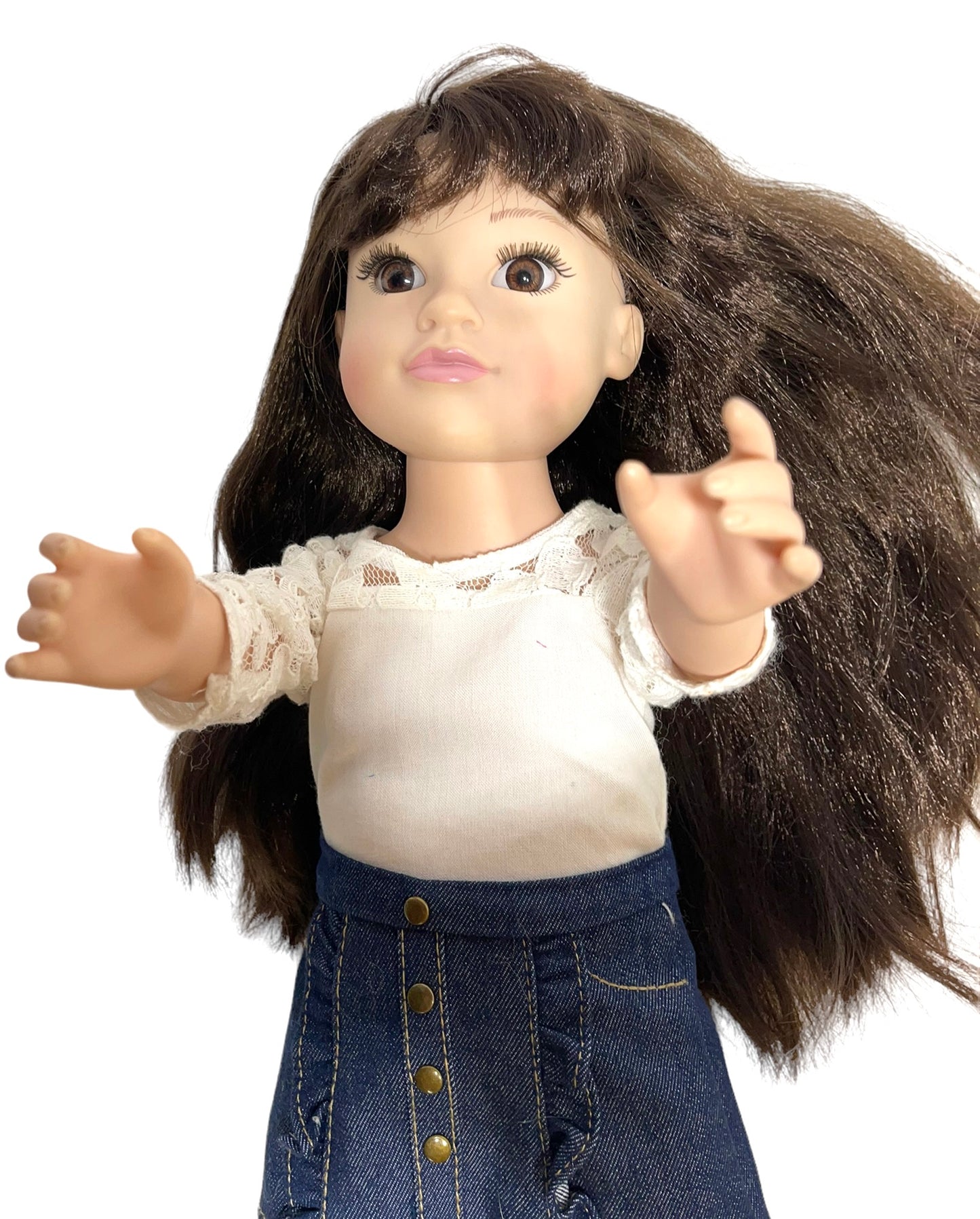 Journey Girl Doll, Brown Eyed Brunette in Lace &  Denim. Mark on Foot GUC