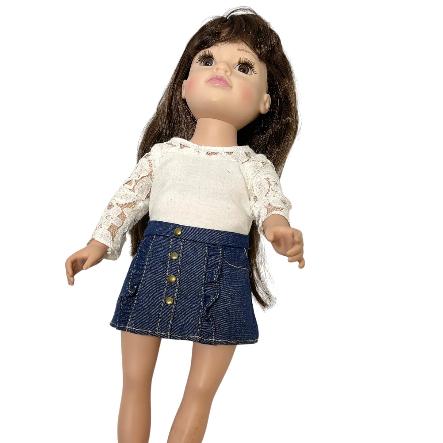Journey Girl Doll, Brown Eyed Brunette in Lace &  Denim. Mark on Foot GUC