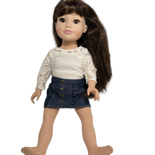 Journey Girl Doll, Brown Eyed Brunette in Lace &  Denim. Mark on Foot GUC