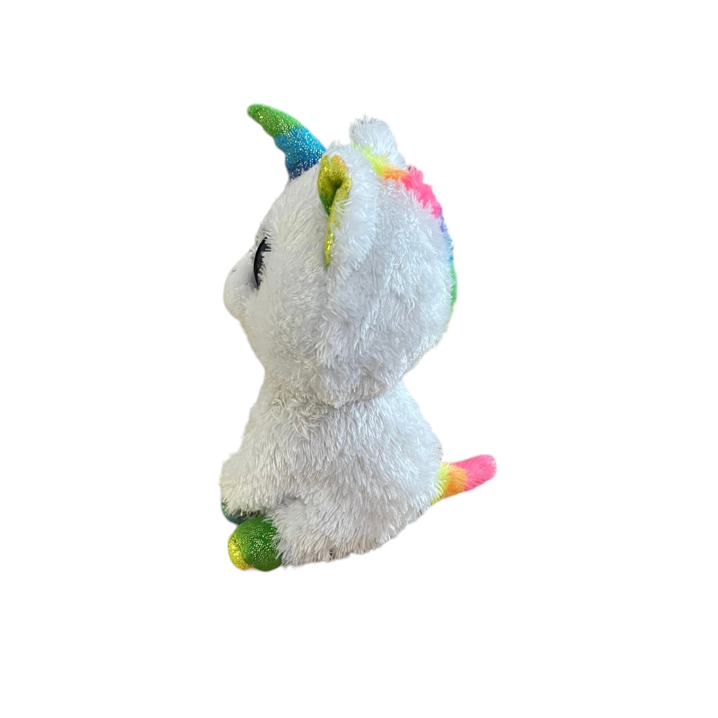 Ty Silk, ‘Pixy”, Sweet White Unicorn Plush with Multicoloured Sparkly Ears, Horn & Feet
