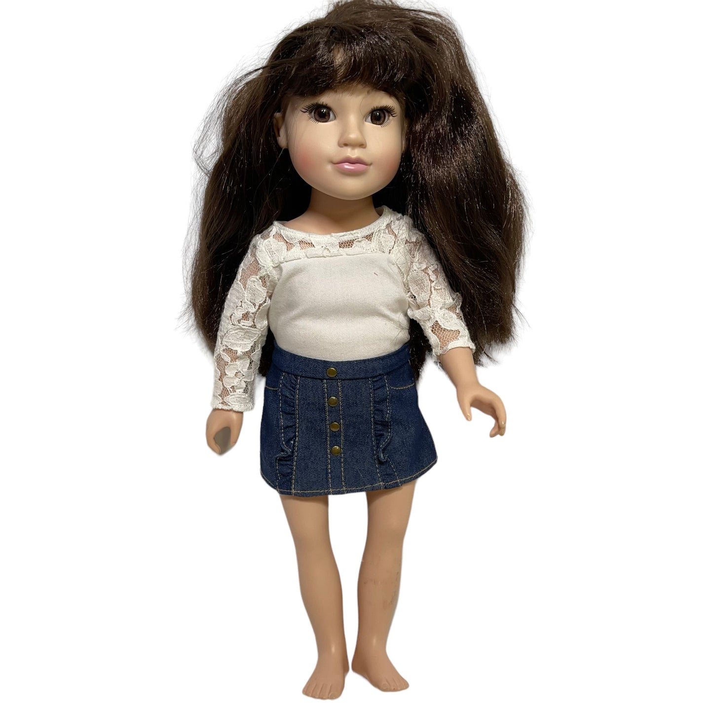 Journey Girl Doll, Brown Eyed Brunette in Lace &  Denim. Mark on Foot GUC