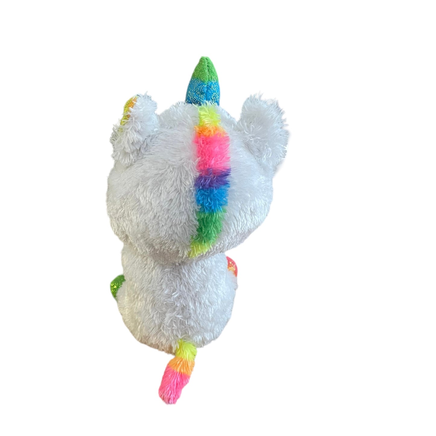 Ty Silk, ‘Pixy”, Sweet White Unicorn Plush with Multicoloured Sparkly Ears, Horn & Feet