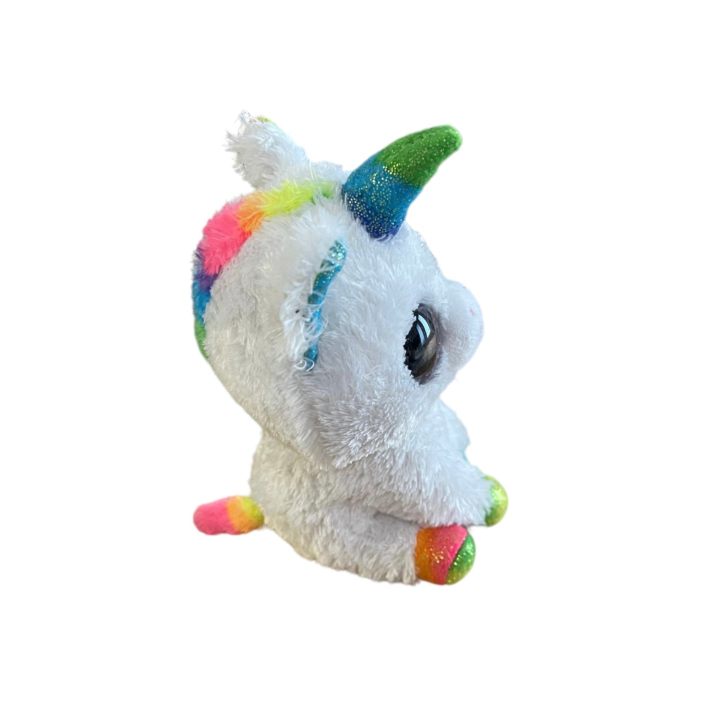 Ty Silk, ‘Pixy”, Sweet White Unicorn Plush with Multicoloured Sparkly Ears, Horn & Feet