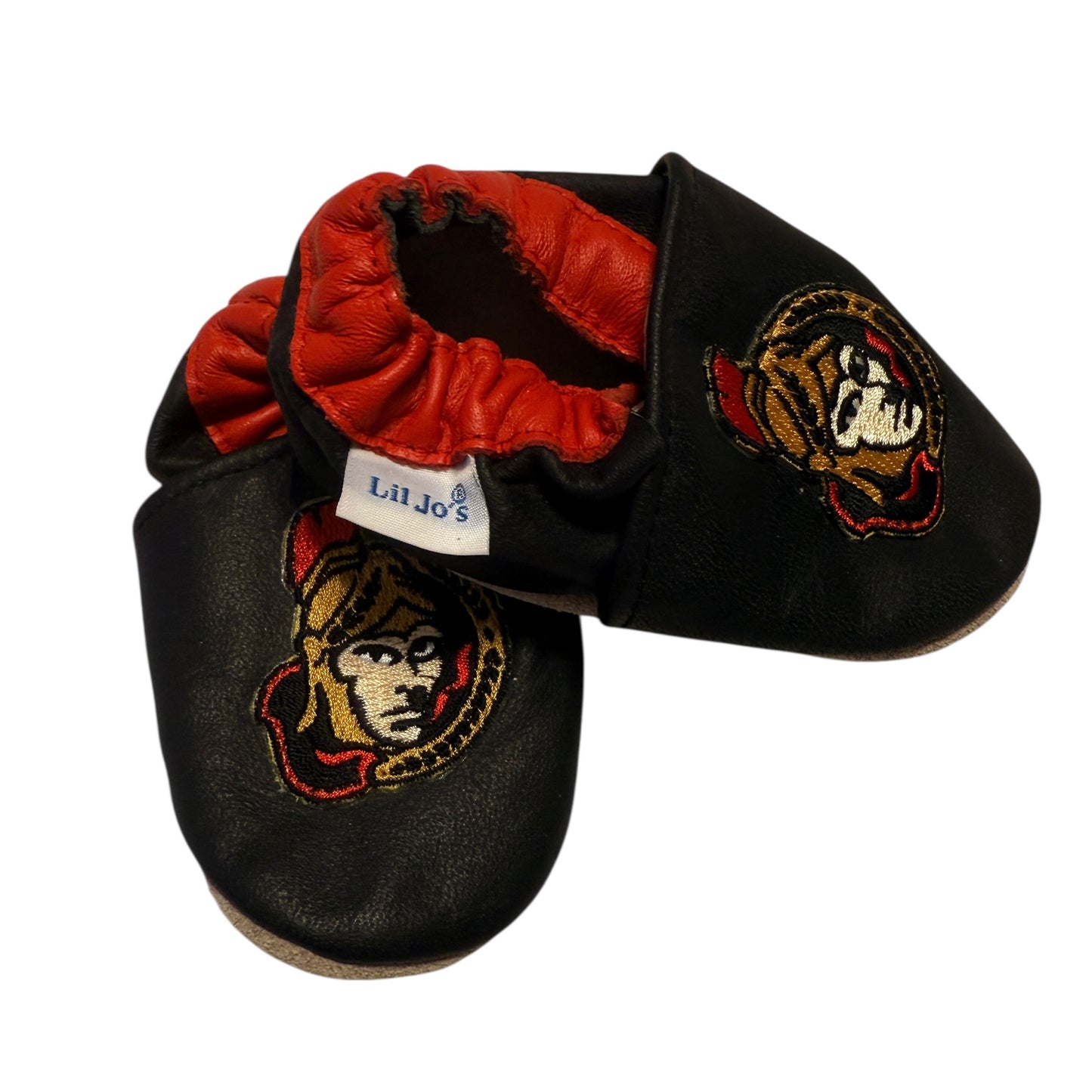Lil Jo's Ottawa Senators Slip On Baby Shoes/Slippers, 'Leather' Upper, Suede Sole in EUC