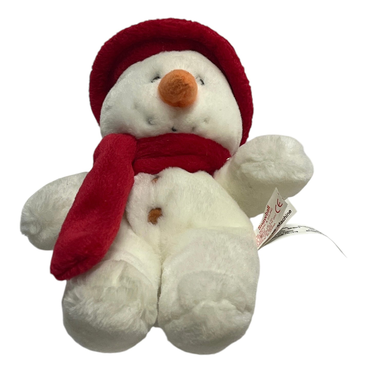 Russ Berries L'il Softies 'Snowball' Christmas Velvety Plush Toy, Red Hat & Scarf, Carrot Nose, Bean Bottom, Button Eyes