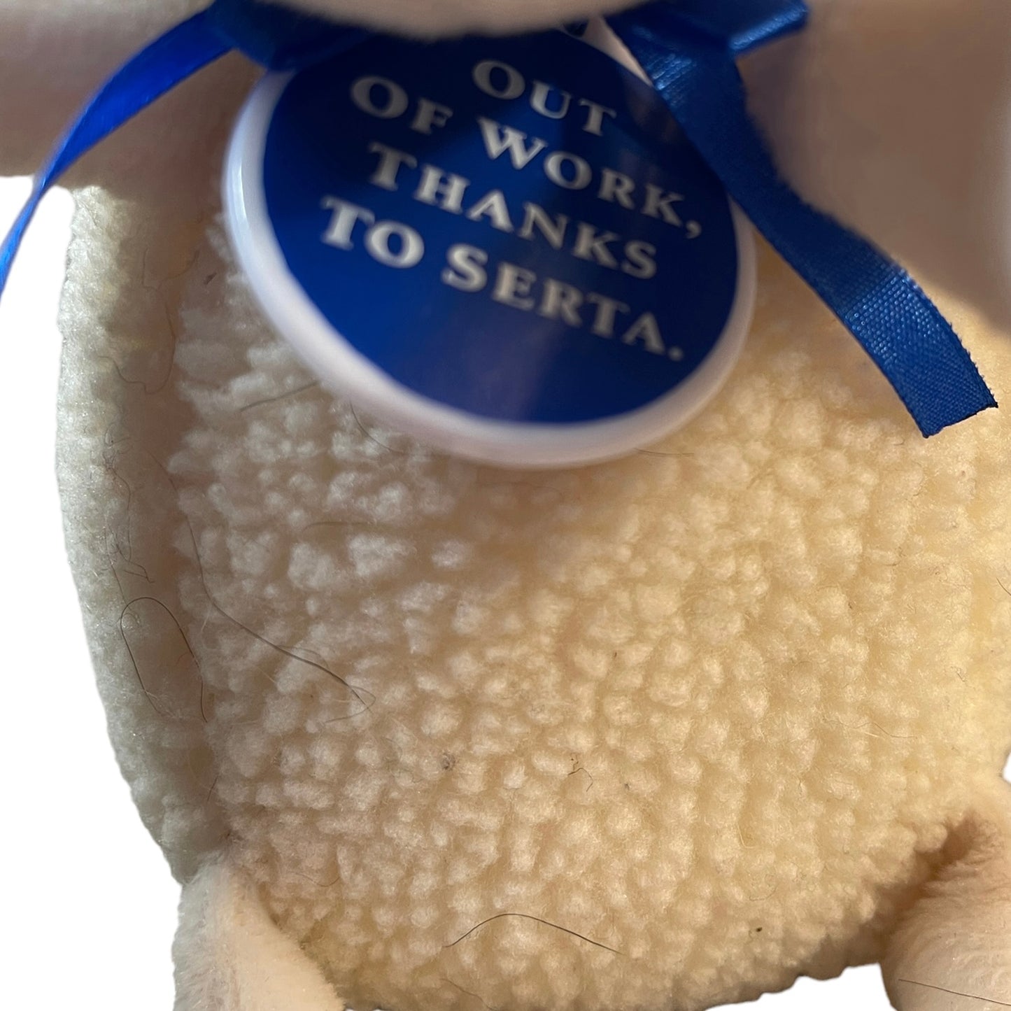 Serta Counting Sheep #5 Plush Stuffed Cream Lambwith Blue Bows and Hang Tag