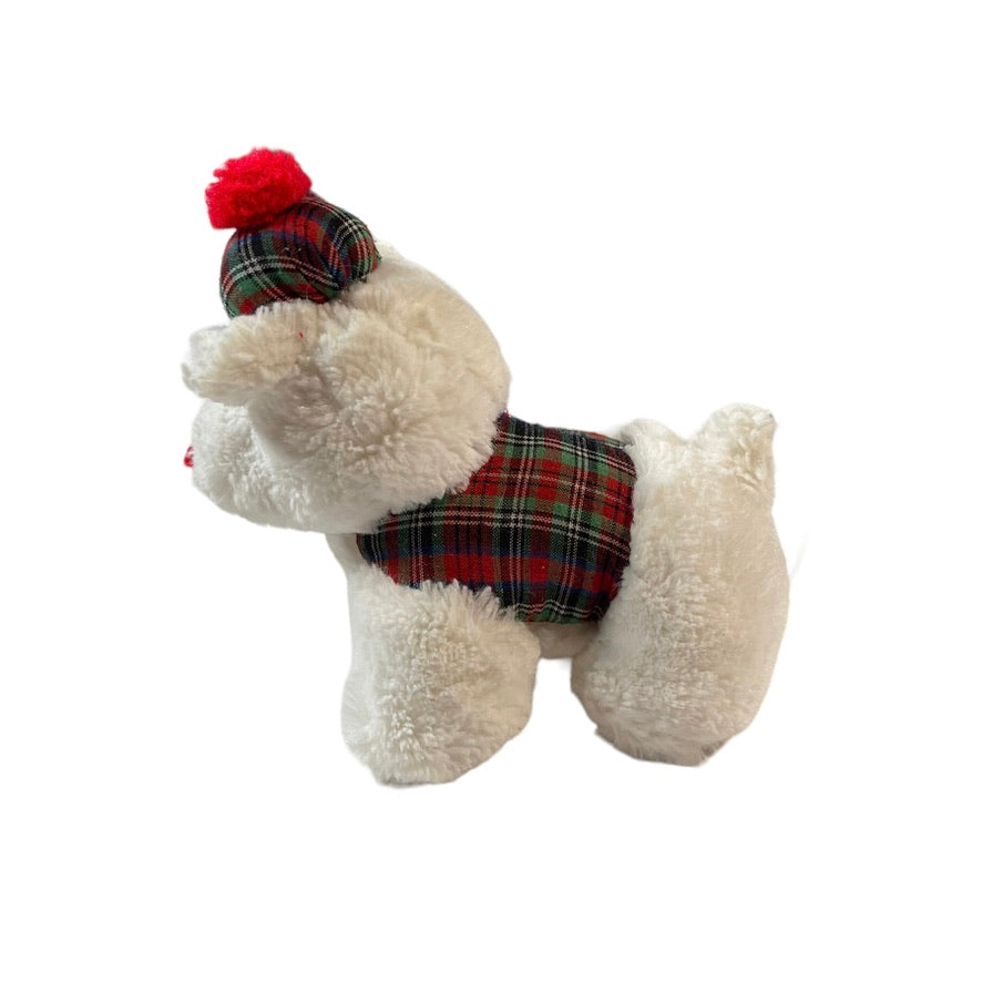 Westie/Scottie Sweet Vintage Preowned White 7"with Tartan Vest & Tam