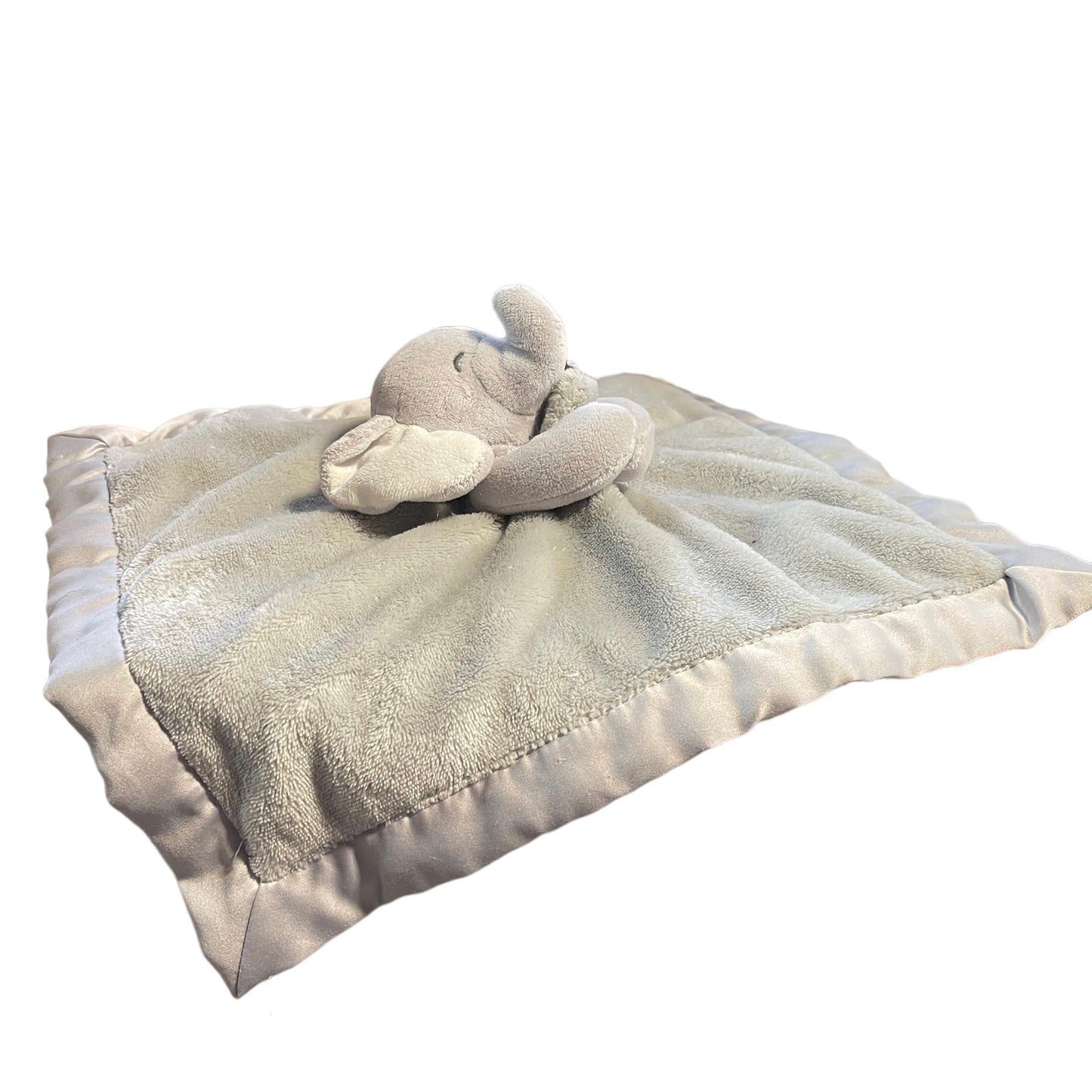 Carter's Grey Elephant Lovey Security Blanket , Minky with Satin Backing and Trim  Preowned