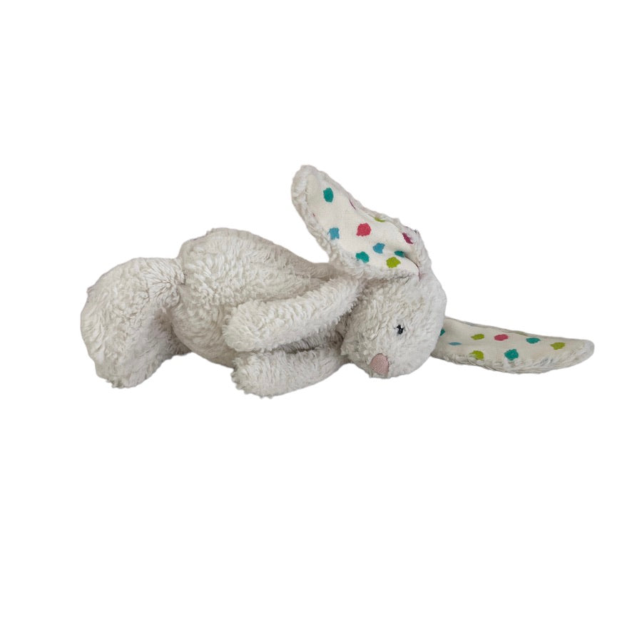 Jellycat Bashful Bunny, White with Polka Dot Ears & Fluffy Tail 7.5" GUC