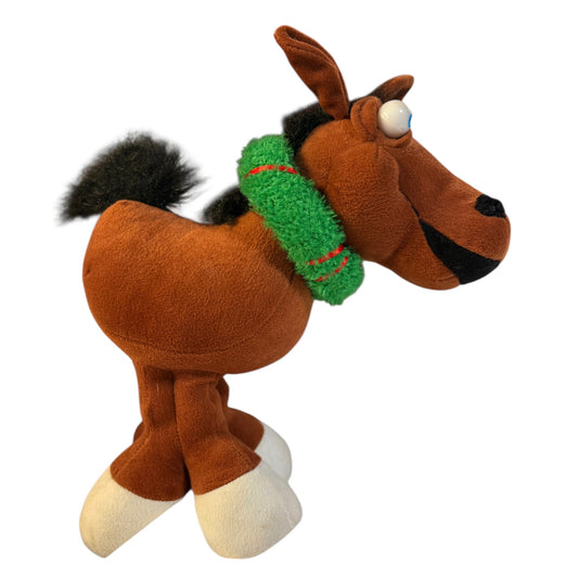 Beverly Hills Teddy Bear Co. Big Eyed Horse Plush with Musical Christmas Wreath with Lights