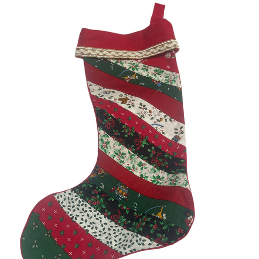 Beautifully Handcrafted Christmas Stocking Sewn from a Variety of Christmas Prints in GUC