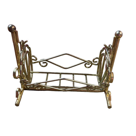 Vintage Brass Miniature 1:12 Scale Rocking Doll Cradle Nursery Bed in GUC