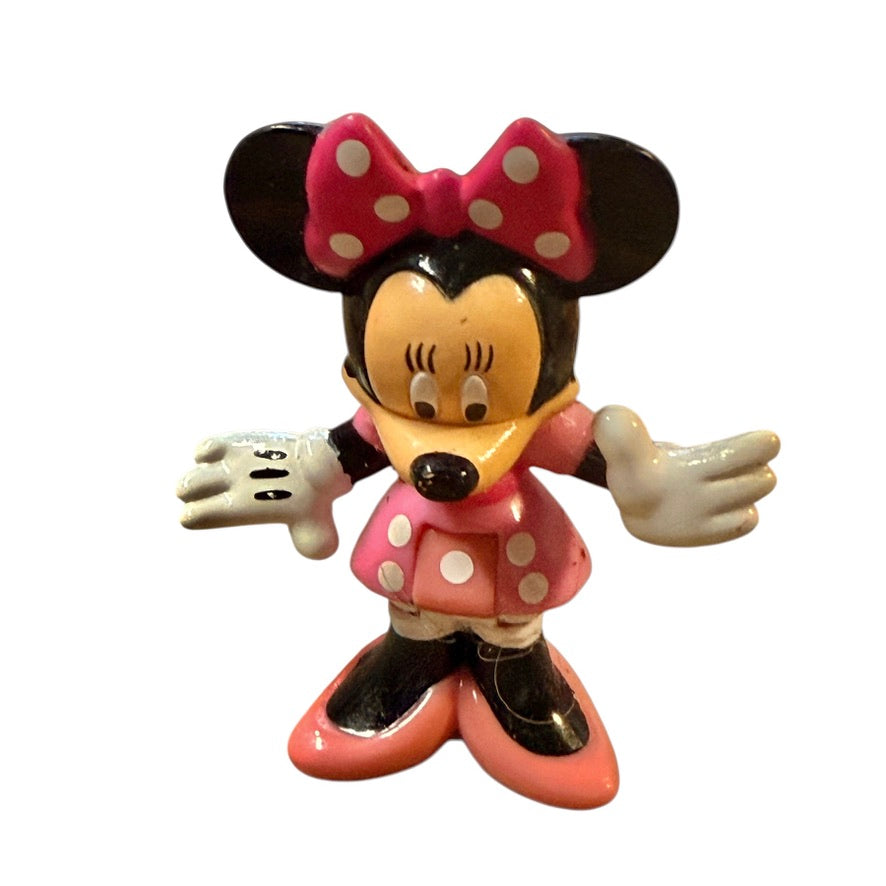 Disney Collection of Polka Dot Minnies, Soft and Hot Pink, 2-3.25" Toys or Cake Toppers in GUC