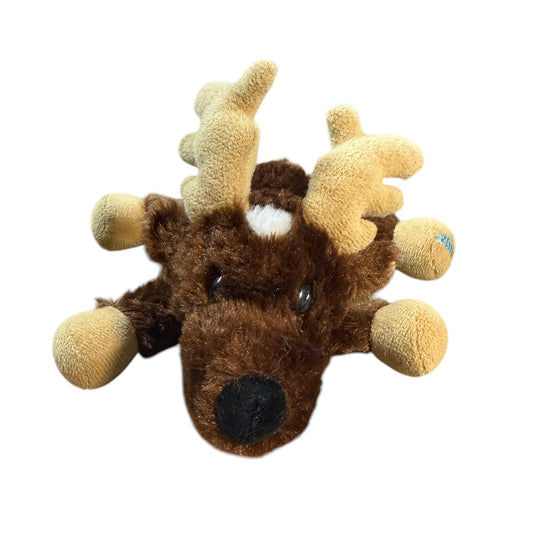 Silky Soft Brown Moose Plush with White Markings, Tan Antlers and Hooves 7x8" in EUC