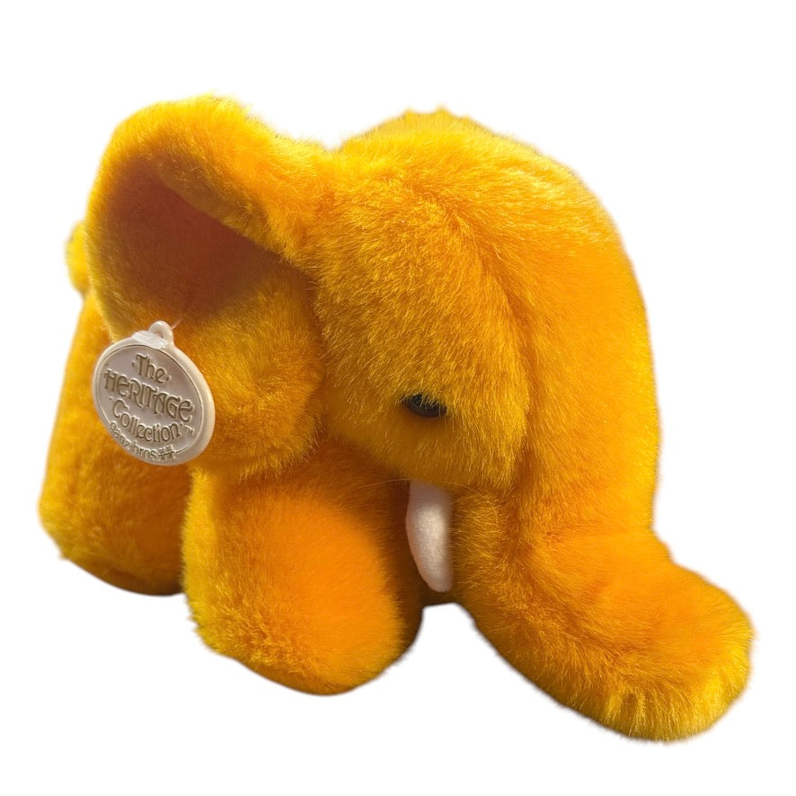 Vintage Ganz Heritage Collection Primary Elephant Bright Gold 1990 Fluffy Stuffed Toy