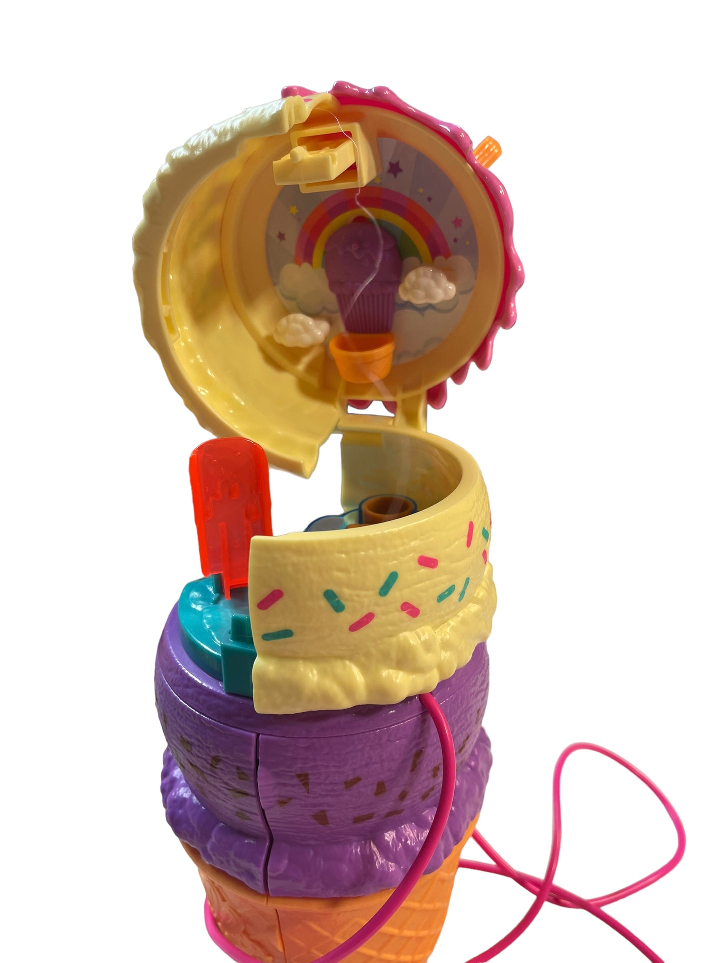 Polly Pocket Spin & Surprise Compact Ice Cream Cone Playground with Sprinkles & a Cherry on Top!