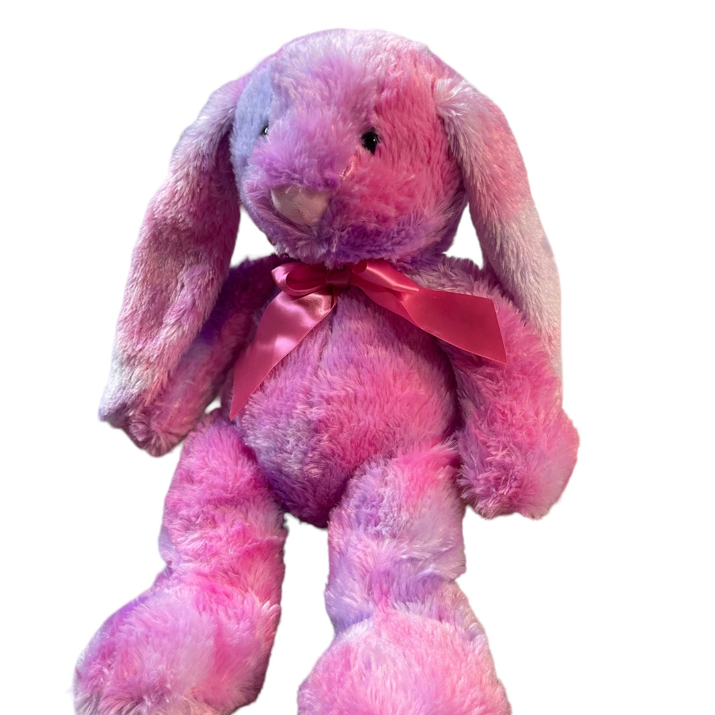 Kellytoy 19" Long Eared Bunny Pink/Purple TieDye Plush Pink Bow Tag Removed GUC