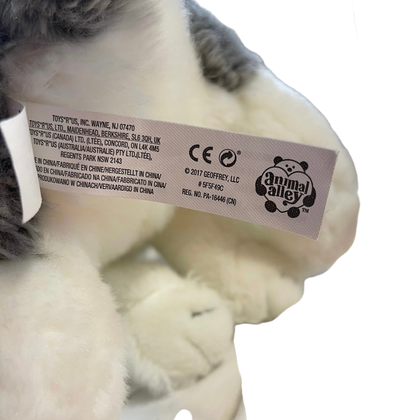 Lifelike Animal Alley Grey & White Frosted Husky Dog Plush Glass Eyes Sweet Face EUC