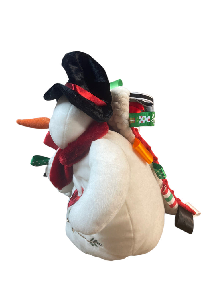 Beautiful Snowman Plush  with Embroidered Cardinal & Minky Tug Lovey