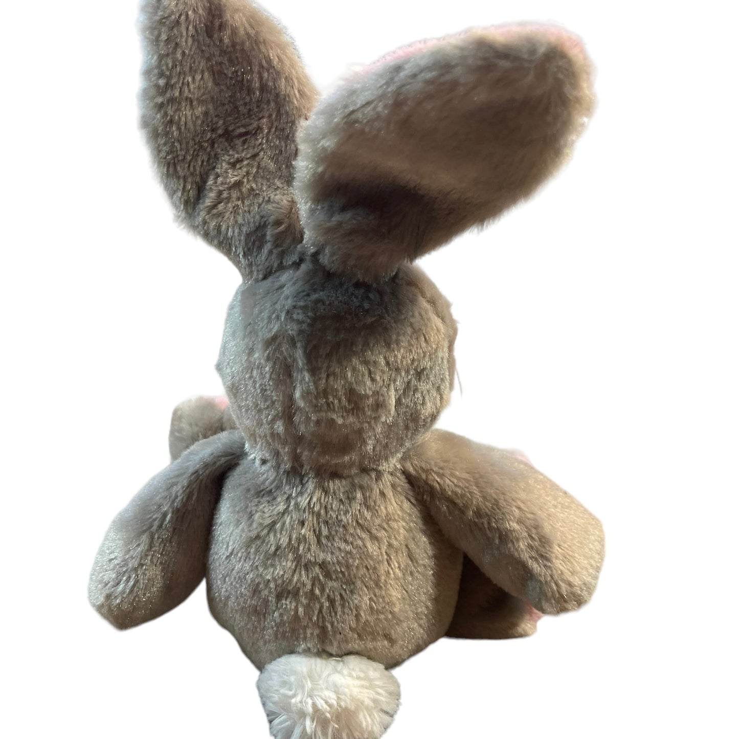 Charming  Grey 13" Bunny With Pink Lined Ears, Feet and a Silky Pink Nose  GUC