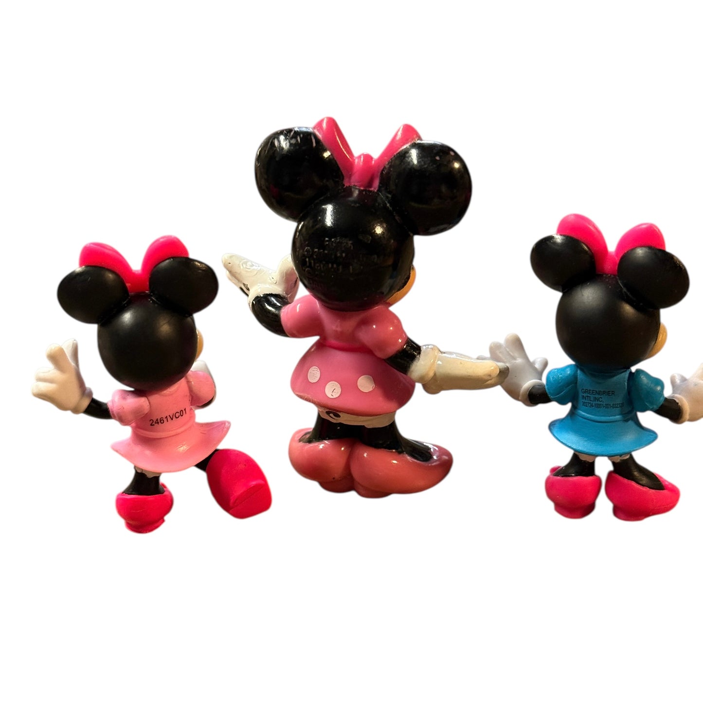 Lot of 3 Classic Minnie Mouse Action Figures for Cake Toppers High Heels, Polka Dots & Bow