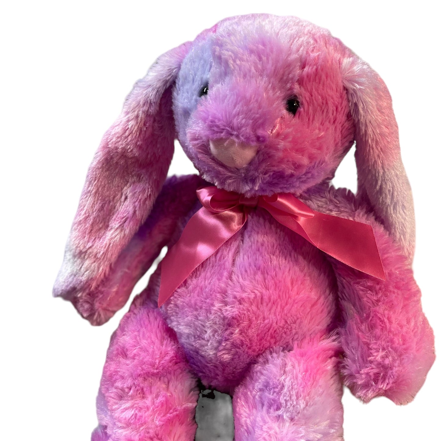 Kellytoy 19" Long Eared Bunny Pink/Purple TieDye Plush Pink Bow Tag Removed GUC