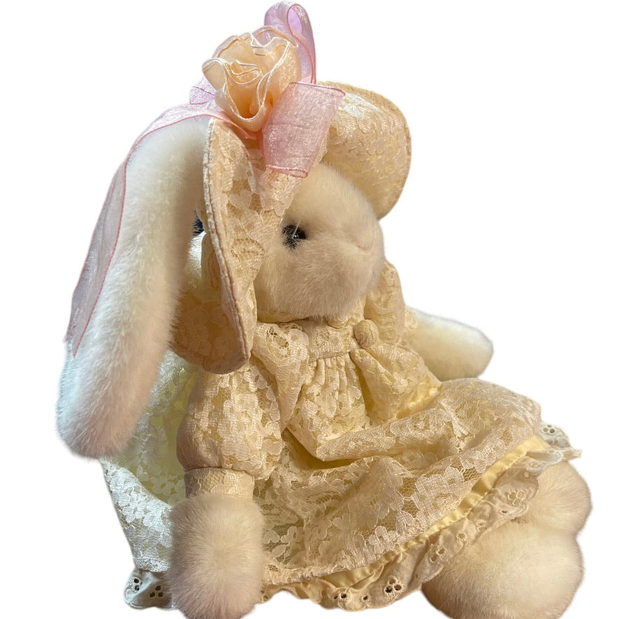 Russ Easter HONEYSUCKLE Vintage Bunny Rabbit In Cream Victorian Lace