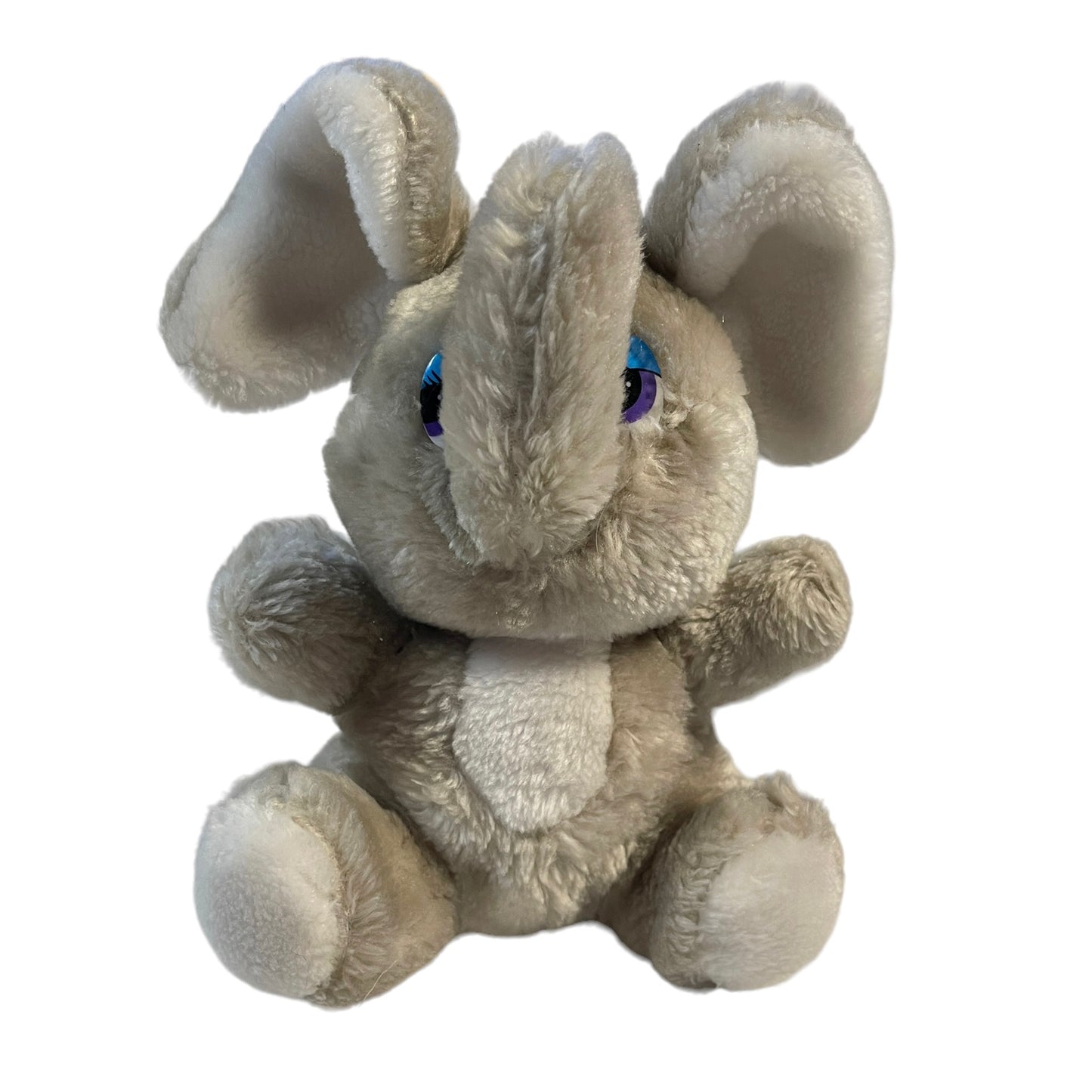 Best Made Grey Vintage Toy Elephant, Trunk Up, Plastic Blue Eyes, 8" Adorable Cuddly Lovey Stuffed Plush