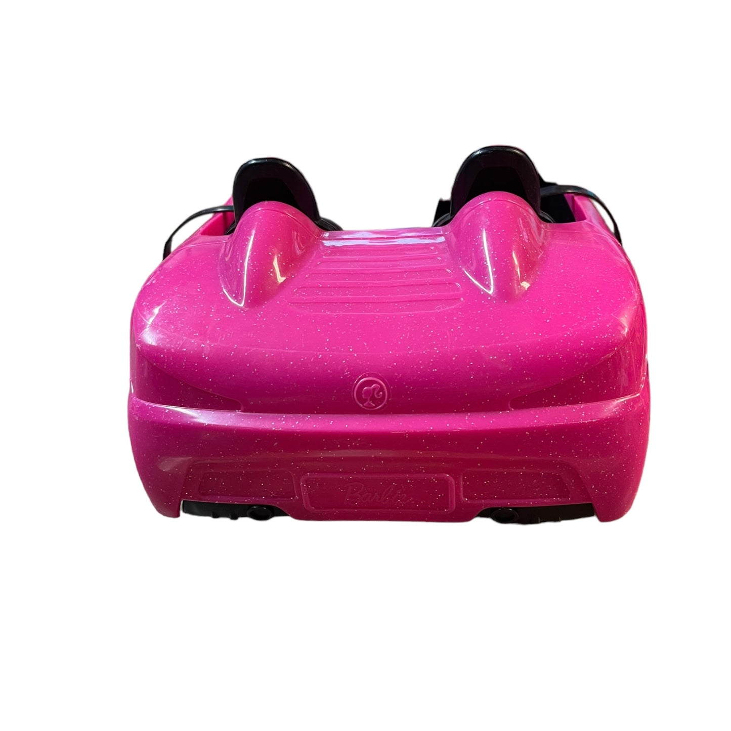 Sparkly Pink Barbie Car with Pink & Black Seats Complete with Belts in GUC