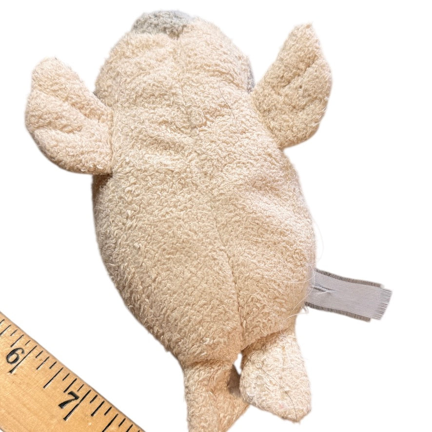Russ Berrie Luv Pets, SPUD, 6" Cream & Grey Chamois Soft Plush Bean Bag Toy, Rare, Frayed Tag