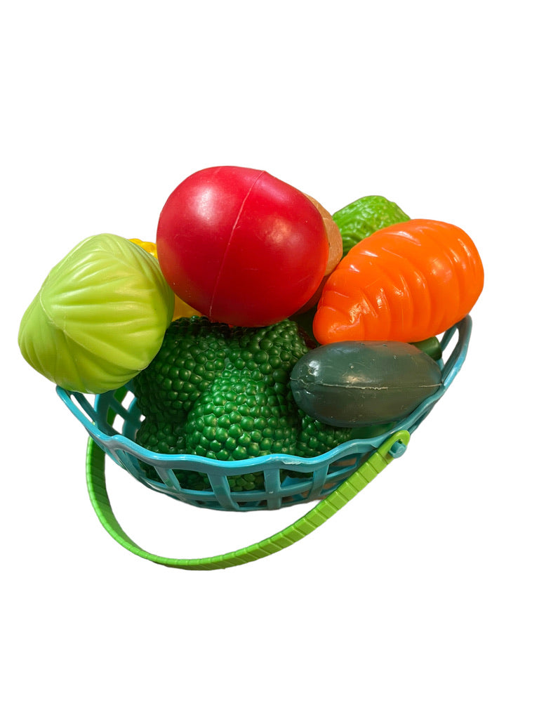 Playfood Market Basket of Fresh Vegetables, Light Plastic, Realistic GUC